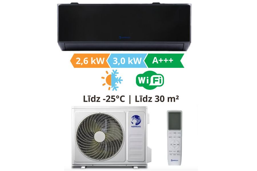 Gaisa kondicionieris, Nordis Nova melnā krāsa 2,6kW┃NOV09TC1