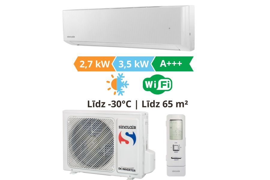 Gaiss-gaiss siltumsūknis un gaisa kondicionetājs Sinclair, Spectrum plus 2,7kW (Dzēsešana) / 3,5kW (Sildīšana)