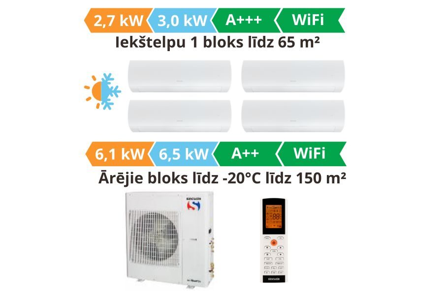 Multi split gaisa kondicionieris sistēma Sinclair, Terrel 4gb. balta krasa 2.7kW┃SIH + SOH-09BITW