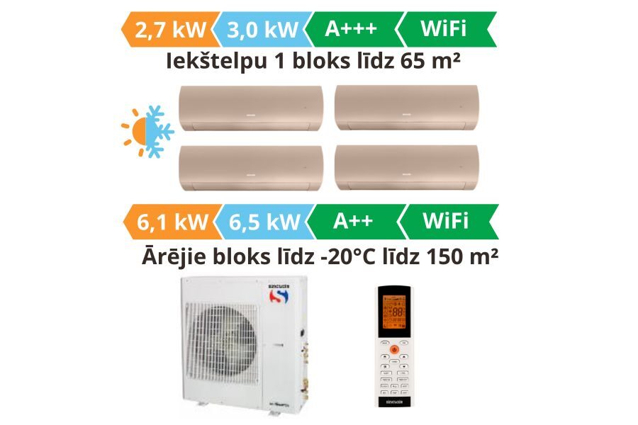 Multi split gaisa kondicionieri sistēma Sinclair, Terrel 4gb. šampanieša krāsa 2.7kW┃SIH + SOH-09BITW