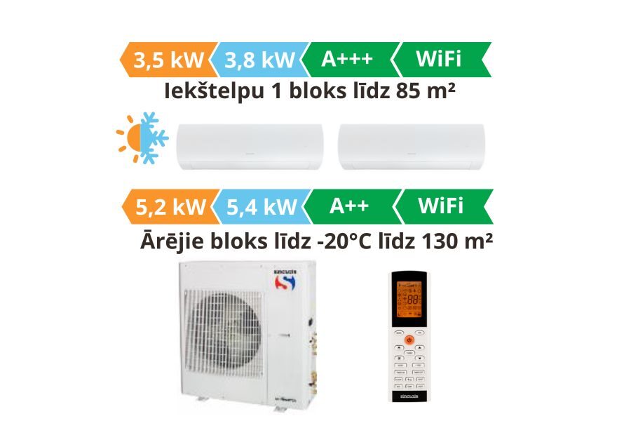 Multi split gaisa kondicionieris sistēma Sinclair, Terrel 2gb. balta krasa 3.5kW┃SIH + SOH-13BITW