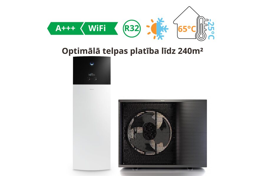 Daikin Altherma 3 R MT, gaiss-ūdens siltumsūknis ar integrētu karstā ūdens tvertni 180L (10kW)┃ELVX12S18E9W/ERRA12EW1 