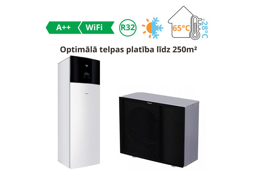 Daikin Altherma 3 H MT F, gaiss-ūdens siltumsūknis ar integrētu karstā ūdens tvertni 230L (11kW)┃ETVX16S23E9W7/EPRA16DW17