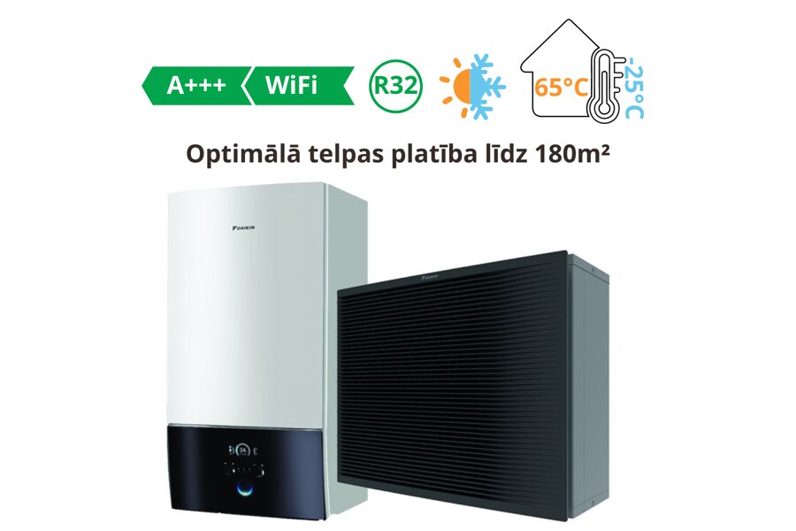 Daikin Altherma 3 R MT, gaiss-ūdens siltumsūknis ar atdalītu hidro moduli un k/ū sagatavošanas iespēju (7kW)┃ELBX12E9W/ERRA08EW1