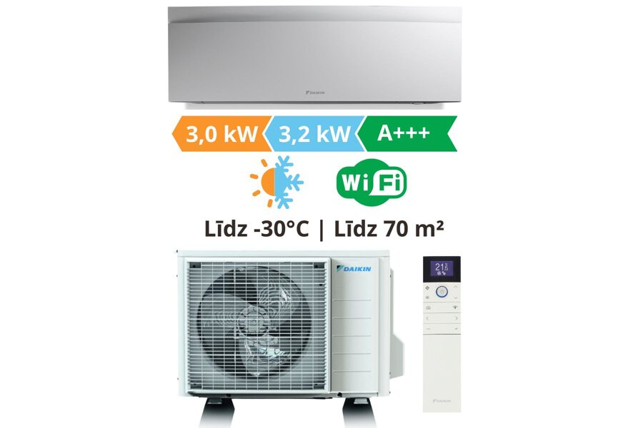 Gaisa kondicionieris un gaiss-gaiss siltumsūknis Daikin Nepura, Emura baltā krāsa 3.0kW┃FTXTJ30AW/RXTJ30A