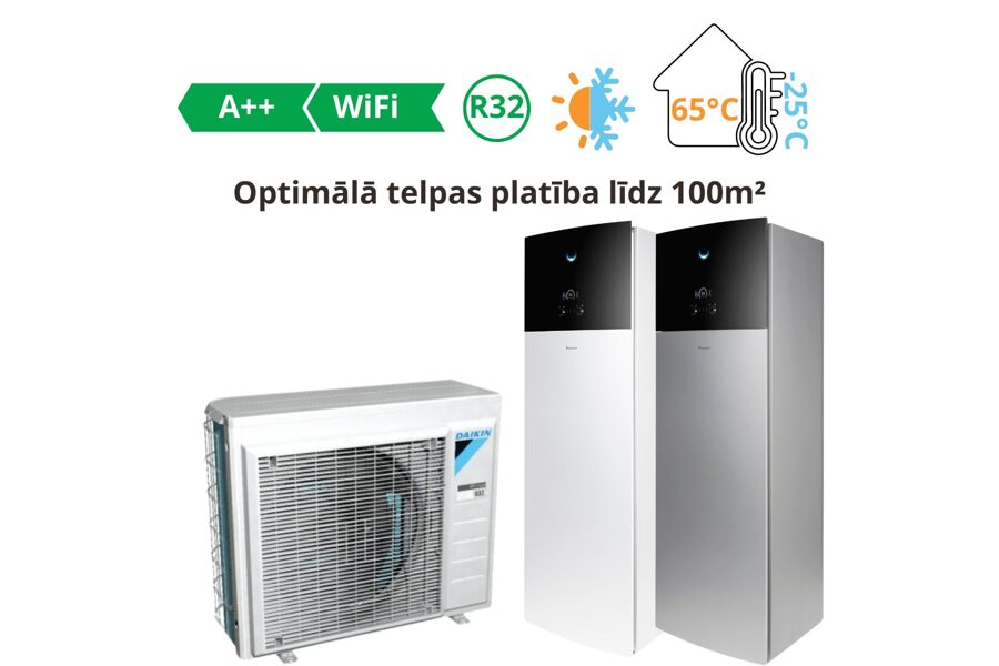 Daikin Altherma 3, gaiss-ūdens siltumsūknis ar integrētu karstā ūdens tvertni 180L (4kW)┃EHVX04S18E6V/ERGA04EV