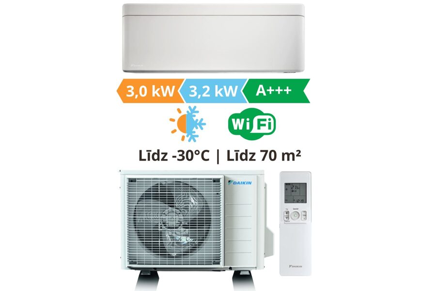 Gaisa kondicionieris un gaiss-gaiss siltumsūknis Daikin Nepura, Stylish baltā krāsa 3.0kW┃FTXTA30C/RXTA30C
