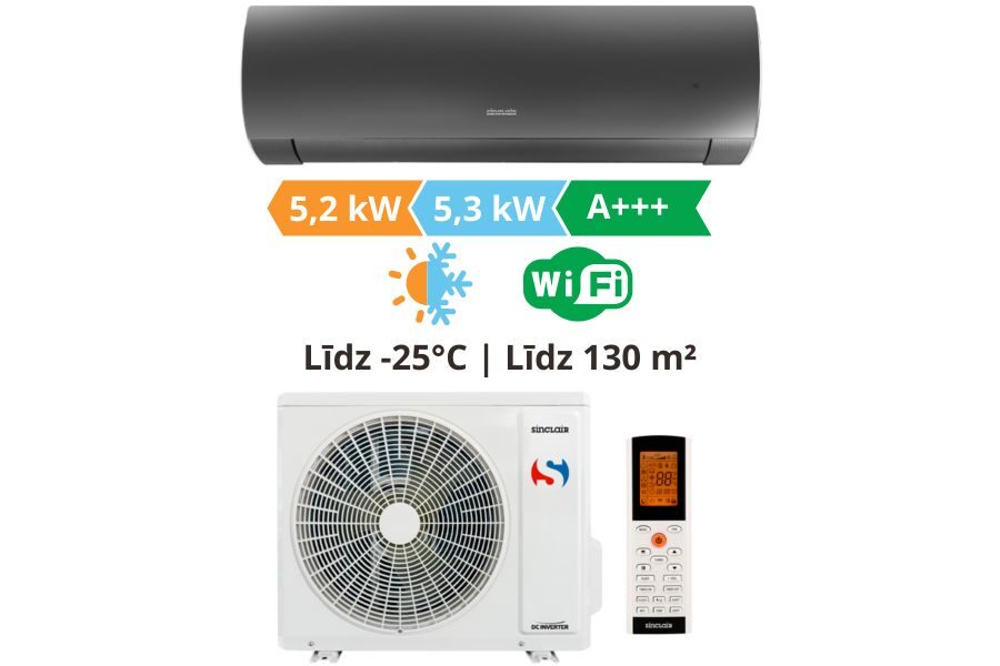 Gaisa kondicionieris un gaiss-gaiss siltumsūknis Sinclair, Terrel melns krasa 5.2kW┃SIH + SOH-18BITW