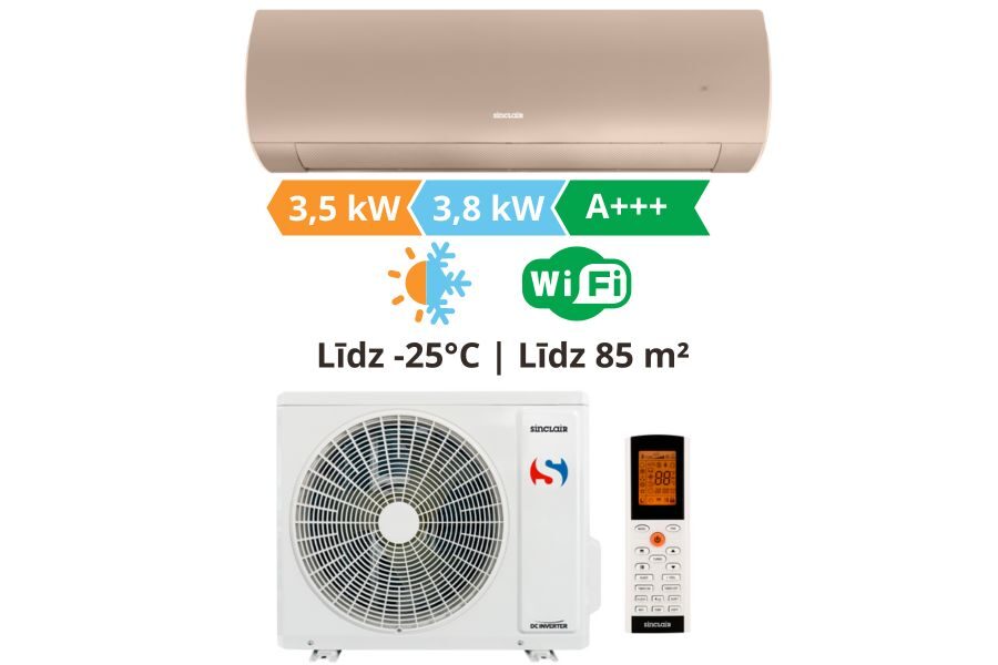 Gaisa kondicionieris un gaiss-gaiss siltumsūknis Sinclair, Terrel šampanieša krāsa 3.5kW┃SIH + SOH-13BITW