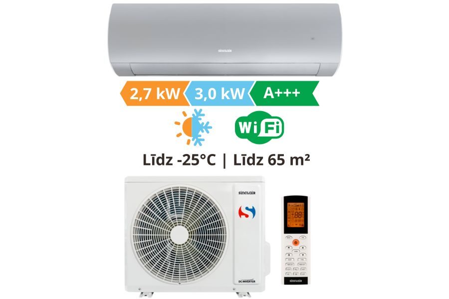 Gaisa kondicionieris un gaiss-gaiss siltumsūknis Sinclair, Terrel sudrabs krasa 2.7kW┃SIH + SOH-09BITW